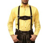 German Wear Fasching & Karneval Trachtenhemd Kostüme Trachtenmode Gelb kariert, Hemdgröße:XL