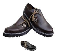 German Wear Haferlschuhe Herren Edelweiss aus 100% Glattleder Bequeme Trachtenschuhe Original Traditioneller Stil Handmachart Kalbsleder Dunkelbraun - 43