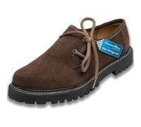 German Wear Haferlschuhe Trachtenschuhe Original Handmachart Trachten Lederschuhe aus Wildleder Echtleder Schuhe Dunkelbraun - 39 EU mit 2X Schnürsenkel