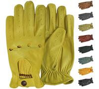 German Wear, Herren Driving Autofahrer-Handschuhe Lederhandschuhe, Größe:9=L, Farbe:Gelb