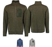 German Wear Herren Jagd Fleecepullover Strickfleece Freizeitpullover hochgeschlossen, 48/S, Oliv