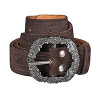 German Wear Herren Trachtengürtel aus Echtleder Trachten Lederhosen Gürtel mit Trachten Schnalle (Dunkelbraun, 58-60)