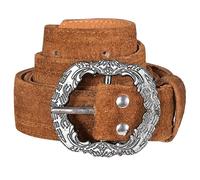 German Wear Herren Trachtengürtel aus Echtleder Trachten Lederhosen Gürtel mit Trachten Schnalle (Kastanienbraun, 46-48)