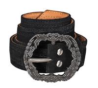 German Wear Herren Trachtengürtel aus Echtleder Trachten Lederhosen Gürtel mit Trachten Schnalle (Schwarz, 58-60)