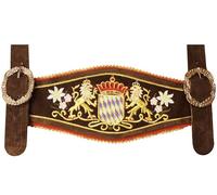 German Wear Hosenträger für Trachten Lederhosen mit Bayerischem Wappen-stickerei, Farbe:Dunkelbraun