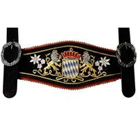 German Wear Hosenträger für Trachten Lederhosen mit Bayerischem Wappen-stickerei, Farbe:Schwarz