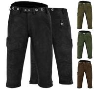 German Wear Jagd Lederhose Kniebundhose Jägerhose Trachten & Wanderhose Nubuckleder, 60/4XL, Schwarz