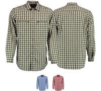 German Wear Jagdhemd Hemd Langarm Hemd Regular Fit Haifischkragen Krempelarm, XL, Grün