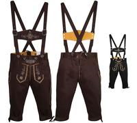 German Wear Jungen Kniebundhosen kinder Hose Jeans Hose kostüme mit Hosenträgern, Farbe:Dunkelbraun, Größe:140