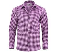 German Wear Karo Bayerisches Trachtenhemd Hemd für Lederhosen Trachtenmode Lila/kariert, Hemdgröße:L