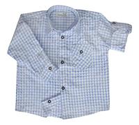 German Wear Kinder Trachtenhemd für Trachtenlederhosen Trachtenmode kariert, 152/158 Hellblau