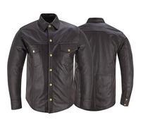 German Wear Lederhemd Herren Motorradhemd Lederjacke M Dunkelbraun
