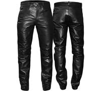 German Wear Lederhose lederjeans bikerjeans Jeans Hose aus Büffelleder Schwarz, Größe:54