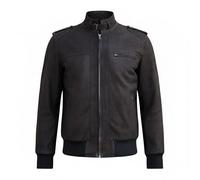 German Wear Lederjacke echtleder Stehkragen Jacke aus Nubuk Leder Braun, Größe:54/2XL