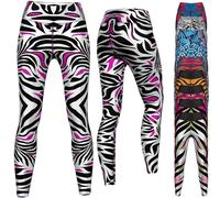 German Wear Leggings Sehr dehnbar Fitness Sport Yoga Gymnastik Training Tanzen Freizeit, 36/S, GYM-8043 Schwarz Weiß Rosa