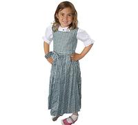 German Wear Mädchen Kinder Dirndl Mädchendirndl Kleid Grün/Weiß kariert, Größe:128