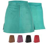 German Wear Mini Lederrock aus Lammnappa Minirock Trendiger Business Rock Echtleder Grün - 38