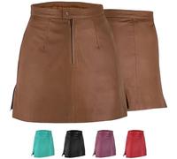 German Wear Mini Lederrock aus Lammnappa Minirock Trendiger Business Rock Echtleder Karamell - 40