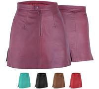 German Wear Mini Lederrock aus Lammnappa Minirock Trendiger Business Rock Echtleder Weinrot - 44