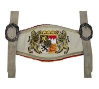 German Wear Trachten Hosenträger lederhosen mit Bayerischem Wappen-stickerei, Farbe:Beige