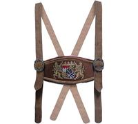 German Wear Trachten Hosenträger lederhosen mit Bayerischem Wappen-stickerei, Farbe: Hellbraun