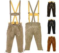 German Wear, Trachten Lederhose Kniebundhose Trachtenhose Hose mit Hosenträger, Größe:52, Farbe:Beige