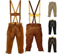 German Wear, Trachten Lederhose Kniebundhose Trachtenhose Hose mit Hosenträger, Größe:54, Farbe:Kastanienbraun