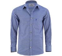 German Wear Trachtenhemd für Trachtenlederhosen Trachtenmode Blau/karo 100% Baumwolle, Hemdgröße:L
