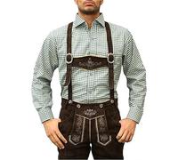 German Wear Trachtenhemd für Trachtenlederhosen Trachtenmode GRÜN/karo, Hemdgröße:2XL
