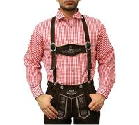 German Wear Trachtenhemd für Trachtenlederhosen Trachtenmode rot/kariert 100% Baumwolle, Hemdgröße:2XL
