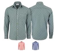 German Wear Trachtenhemd Langarm mit Edelweiß-Stickerei - Klassischer Kentkragen & Krempelärmel - Größe: 2XL, Farbe: Grün