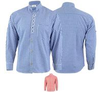 German Wear Trachtenhemd mit Edelweiß-Stickerei Stehkragen 100% Baumwolle, Größe:XL, Farbe:Dunkelblau