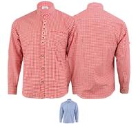 German Wear Trachtenhemd mit Edelweiß-Stickerei Stehkragen 100% Baumwolle, Größe: XL, Farbe: Rot