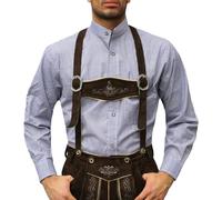 German Wear Trachtenhemd mit Stehkragen für Trachtenlederhosen kariert, Dunkelblau, XL