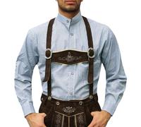 German Wear Trachtenhemd mit Stehkragen für Trachtenlederhosen kariert, Himmelblau, XL