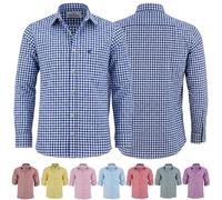 German Wear Karo Trachtenhemd Rot oder Blau Karriert, Farbe:Dunkelblau, Größe:XL