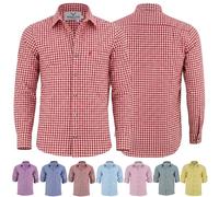 German Wear Karo Trachtenhemd Rot oder Blau Karriert, Farbe:Rot, Größe:3XL
