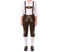 German Wear Trachtenhosen Damen Kniebundhose aus Textilien mit Hosenträgern Edelweiß Stickerei Baumwolle Stretch Jeansoptik waschbar bayerische Tracht