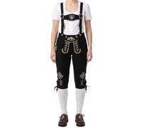German Wear Trachtenhosen Damen Kniebundhose aus Textilien mit Hosenträgern Edelweiß Stickerei Baumwolle Stretch Jeansoptik waschbar bayerische Tracht