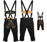 German Wear Trachtenhosen Jungen Kinder aus Baumwolle und Textilien Kniebundhose mit Hosenträgern bestickt verstellbarer Bund waschbar traditionell bayerisch