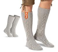 German Wear Trachtensocken Trachtenstrümpfe Zopfmuster 40cm Lang - Socken aus Baumwolle Kniestrümpfe Meliert - Passend zu alle Trachtenlederhosen - Herren & Damen - 2 x Paar