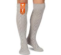 German Wear LANGE Trachtensocken Trachtenstrümpfe Zopf Socken 70cm, Größe:41-43, Meliert