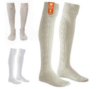 German Wear Trachtenstrümpfe Herren Damen Extra Lange Trachtensocken Overknee Strümpfe Zopfmuster aus Baumwolle passend zu kurzer Lederhose 75 cm Größe 41-43