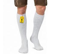 German Wear Trachtenstrümpfe Trachtensocken Herren Damen Zopfmuster 40cm Lang - Socken aus Baumwolle Kniestrümpfe Weiß - Passend zu alle Trachtenlederhosen 1 x Paar - 41-43
