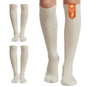 German Wear Trachtenstrümpfe Traditionelle Lange Overknee-Socken 70 cm - Trachtenstrümpfe in Natur in 1er,2er, 3er, 6er & 12er Pack - Größe 41-43
