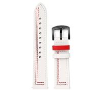 GeRnie 18mm 20mm 22mm 24mm Band Retro Echtes Lederband Dual Farben Stich Rindsleder Armband Armbanduhr Armband mit Pins (Color : White Red, Size : 22mm)