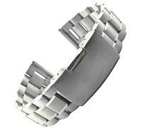 GeRnie Edelstahl Metall Uhrenarmband 14mm 16mm 18mm 19mm 20mm 21mm 22mm 24mm 26mm Uhrenarmband 5 Perlen Armband Armband Gürtel (Color : Silver, Size : 21mm)