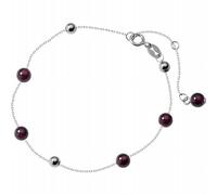 GeRRiT S925 Silber Armband Einfache Perle Granat Armband Elegante Kristall Handwerk, Silber