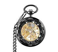 GeRRiT Taschenuhr Herren Taschenuhr Skelett Mechanische Wanduhr Retro Mode Uhr Halskette Steampunk Uhr Anhänger Handaufzug Taschenuhr Vatertag Geburtstagsgeschenk