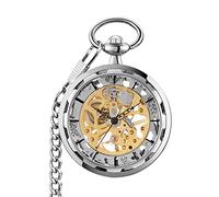 GeRRiT Taschenuhr Herren Taschenuhr Skelett Mechanische Wanduhr Retro Mode Uhr Halskette Steampunk Uhr Anhänger Handaufzug Taschenuhr Vatertag Geburtstagsgeschenk